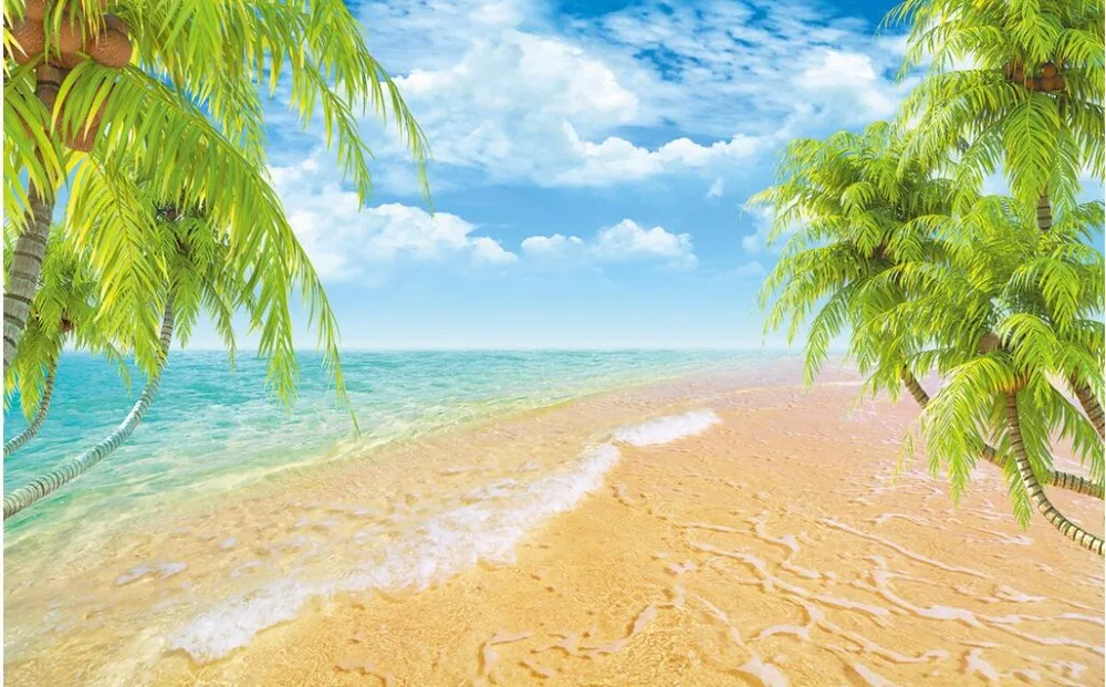 3d обои на заказ фотообои море пляж пальмы картина комната живопись настенные