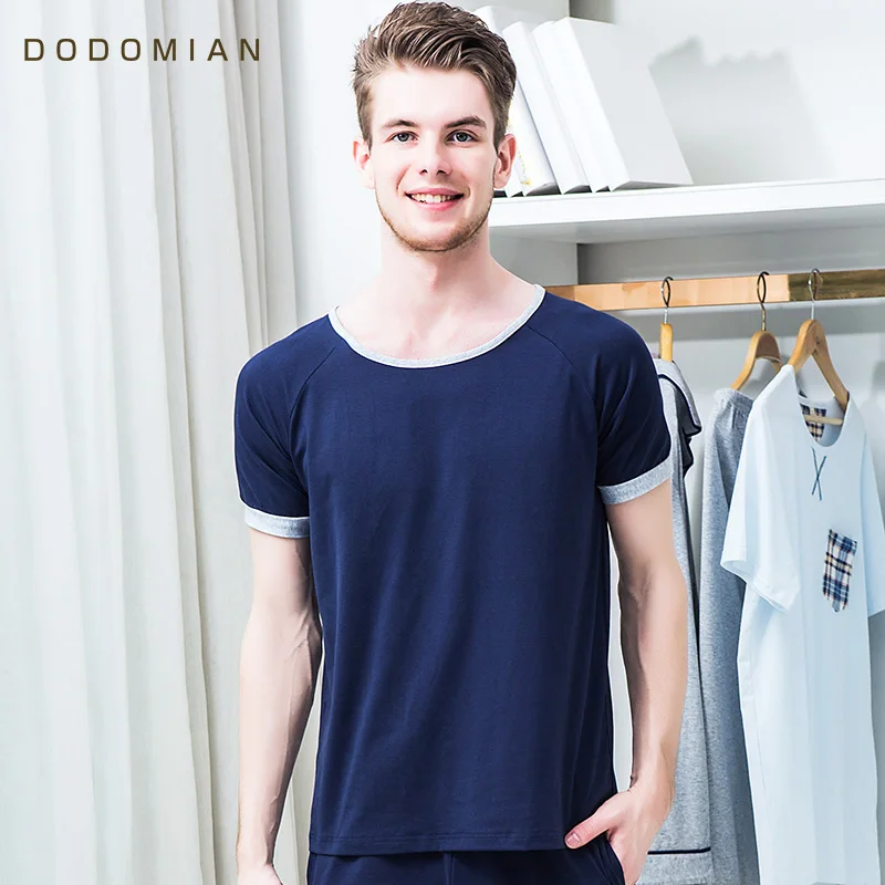 

2019 Summer Men Pajamas Sets Sleepwear Solid Casual Tops+Shorts For Men Short Sleeve Men'S Home Wear Nightwear Cotton Suits
