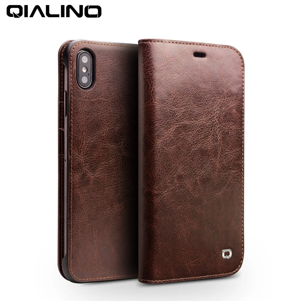 QIALINO Роскошный ультра тонкий чехол для телефона iPhone XS/XR ручной работы бумажник из