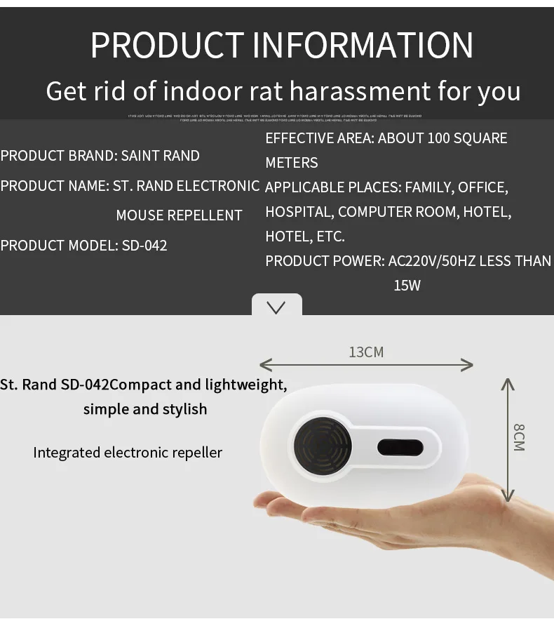 St. RandSD-042 ultrasonic repeller three-wave integrated electronic household rodent control supplies | Дом и сад