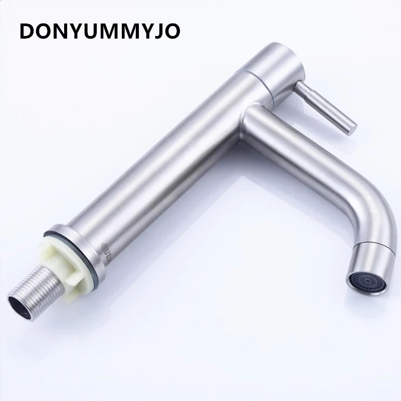 

DONYUMMYJO 1pc 304 Stainless Steel Single Cold Basin Faucet Taps With One hose