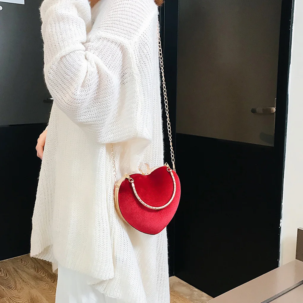 Heart Pattern Diamonds Evening Bag Women Tote Box Day Clutches Wedding Hand with Chain Phone Package for Party | Багаж и сумки