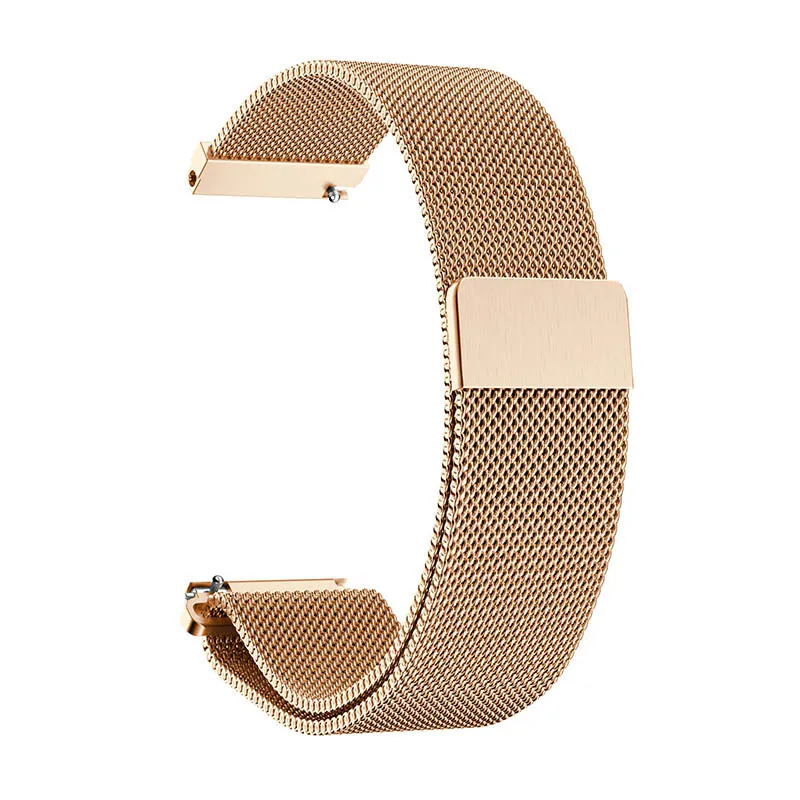 Rose gold LPWHH Миланский ремешок из нержавеющей стали для умных часов, петля для часов, браслет 14, 16, 18 мм, 20 мм, 22 мм, магнит на присоске - Цвет ремешка: Rose gold