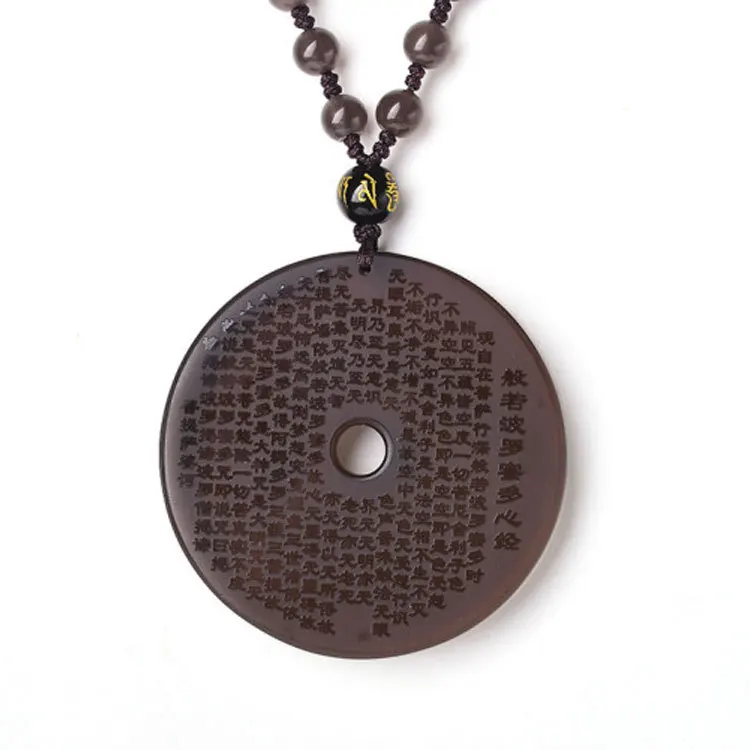 Drop Shipping Men Necklace Pendant Natural Ice Black Obsidian Prajna Paramita Camel Heart Gift For Fashion Jewelry | Украшения и