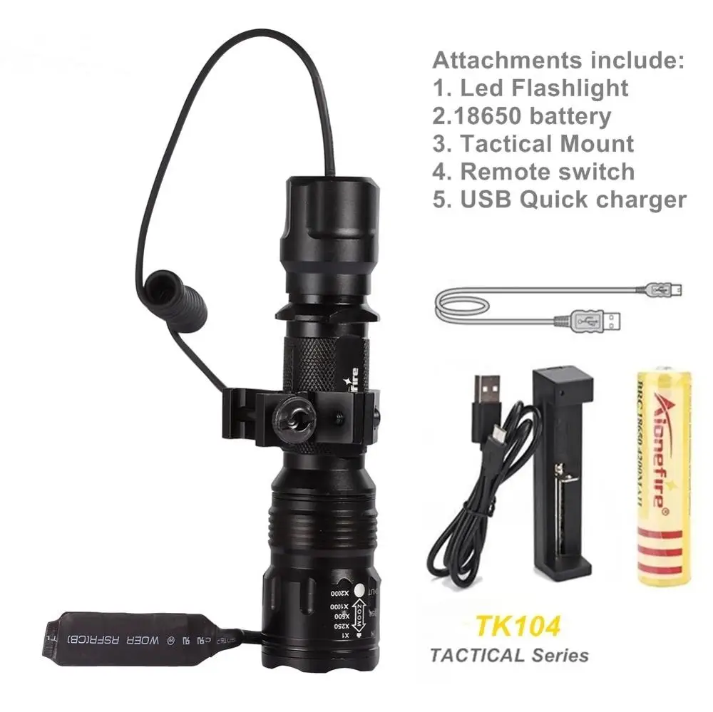 Коричневый Alonefire TK104 CREE XM-L2 U3 светодиодный тактический светильник фонарь 20 мм крепление для страйкбола прицел ружья светильник 18650 батарея - Цвет: Коричневый