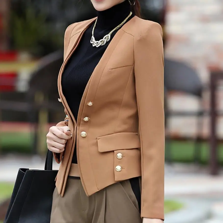 2020 autumn fashion Blazer Women Long Sleeve double breasted Suit Jacket Office Ladies small suit plus size 2XL | Женская одежда