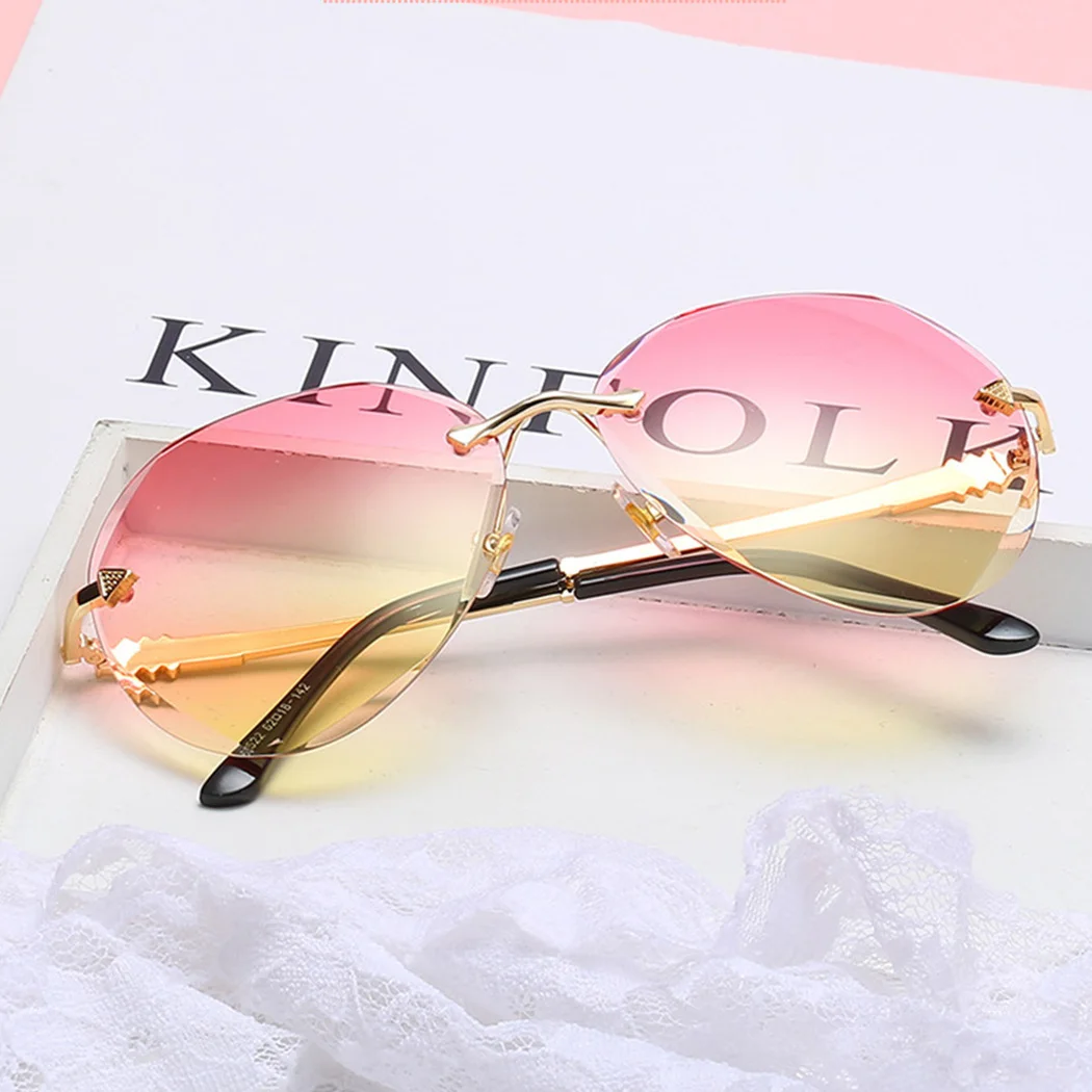 Модные режущие солнцезащитные очки без оправы для женщин и мужчин классические