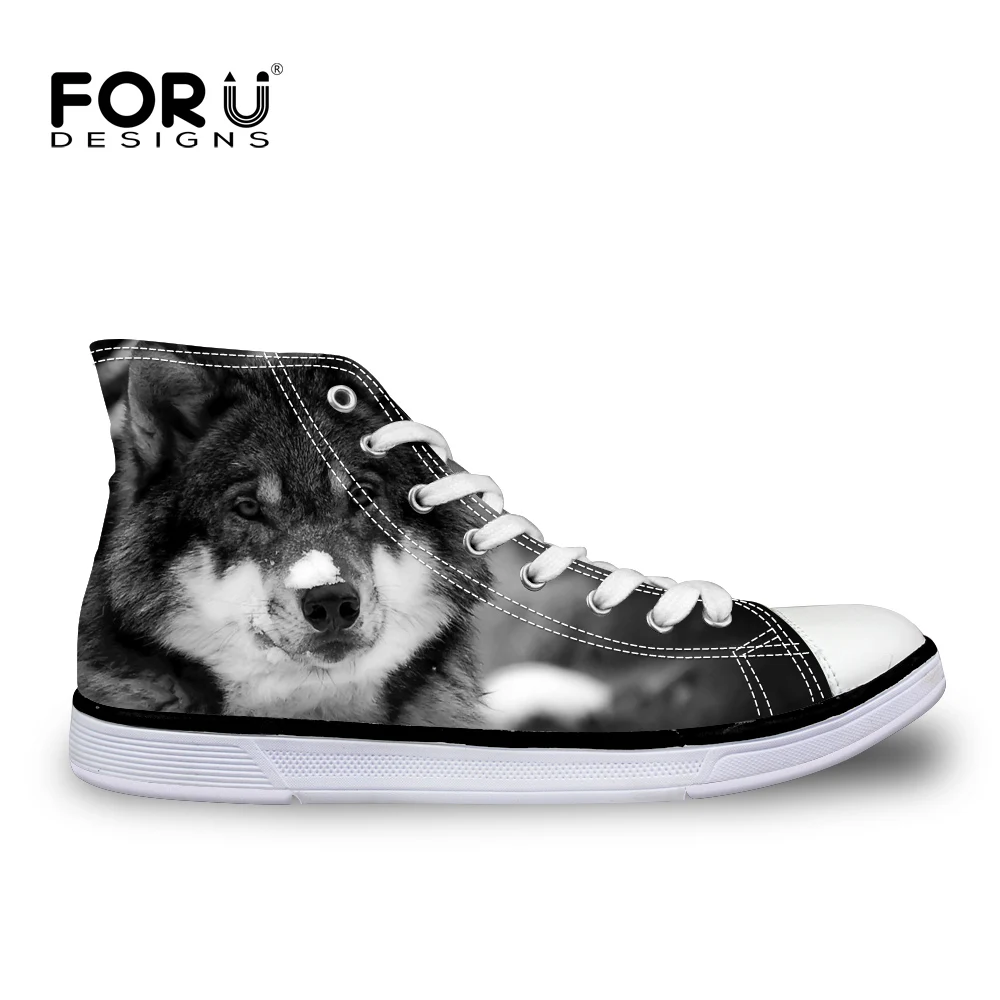 FORUDESIGNS крутые мужские вулканизированные туфли с изображением животных волков