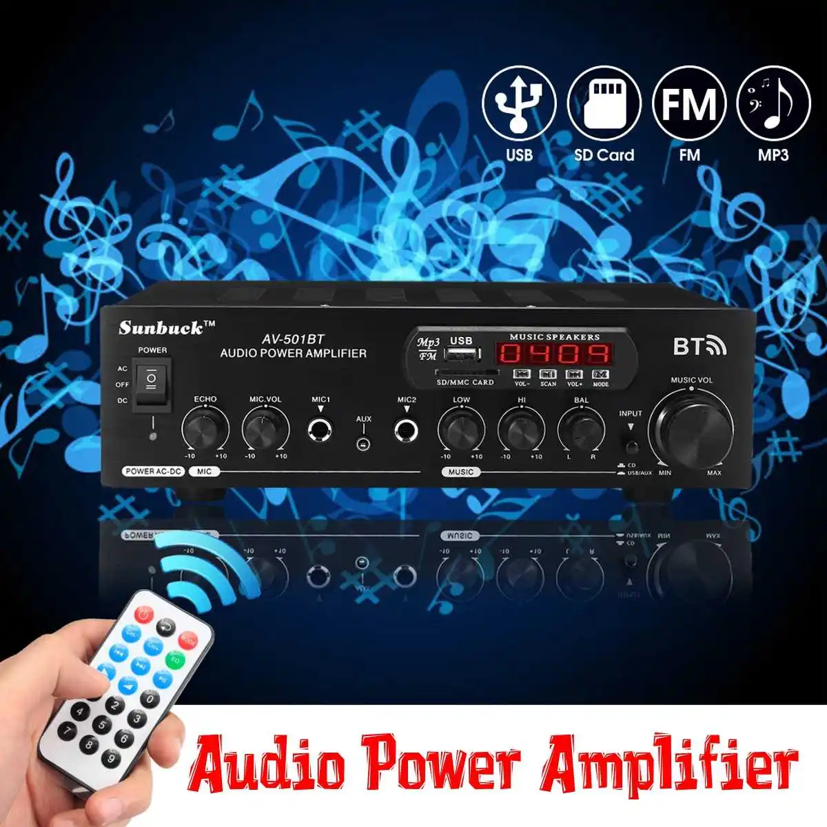 1200 Вт 220 В/110 в аудио усилитель мощности bluetooth 2,0 hifi динамик 4 микрофона дистанционное управление Поддержка FM USB SD карты bluetooth