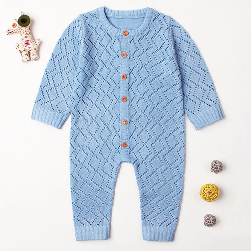 Newborn Baby Rompers Toddler Girls Clothes Autumn Long Sleeve Candy Color Infant Boys Jumpsuits Children Knitted Outfit Overalls | Детская