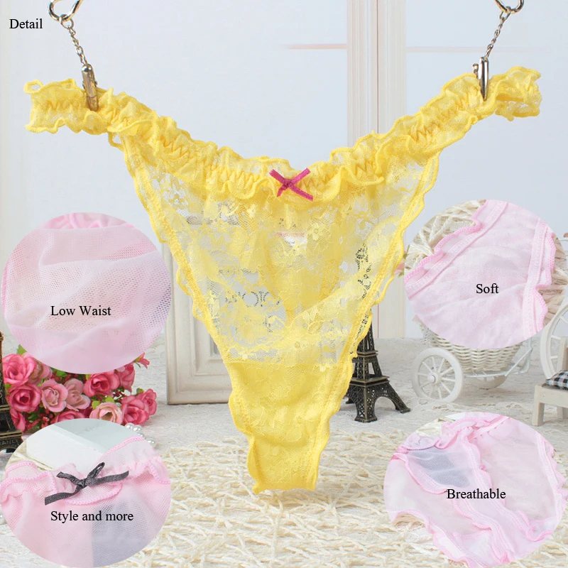 Модные сексуальные женские трусики стринги кружева Cutton Цветочные Прозрачные