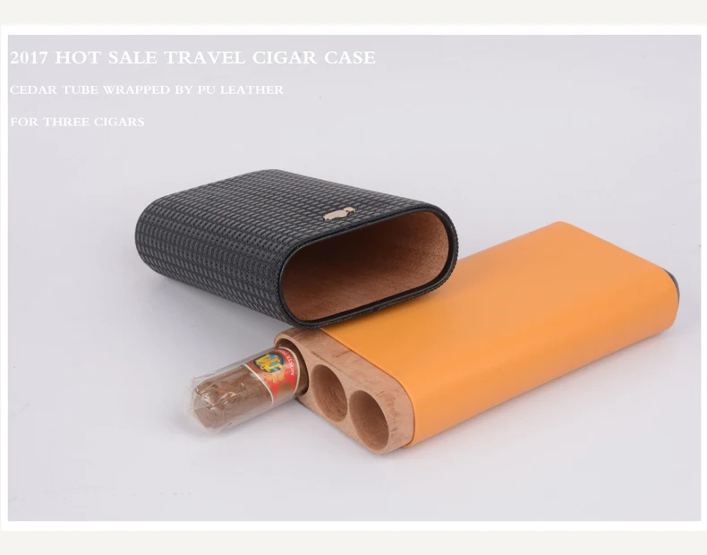 Cohiba кожаный портсигар из кедрового дерева 3 трубки для путешествий, сигара случае переносной humidor