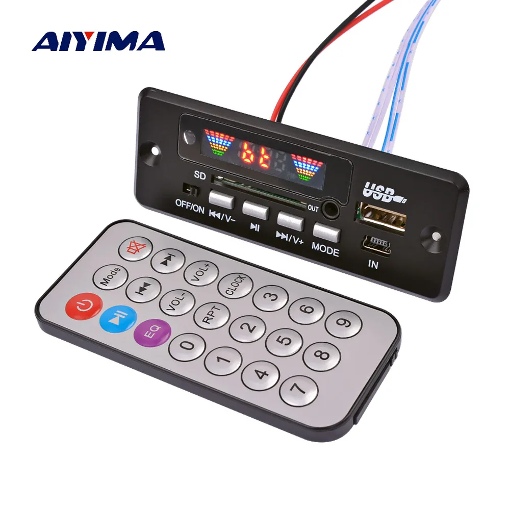 

AIYIMA Bluetooth MP3 Decoder 4 Colors Screen Bluetooth 5.0 Receiver WMA WAV FLAC Decoding 2x3W Amplifier Support FM USB SD AUX