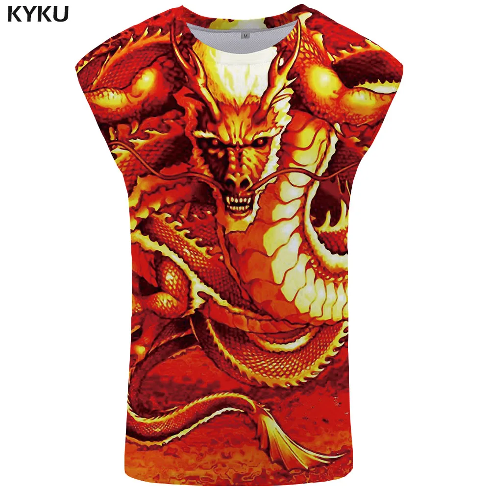 KYKU Dragon, майка для мужчин, животное, для мужчин, s, бодибилдинг, молния, жилет, горный, майка, цветная Стрингер, без рукавов, рубашка, Новинка