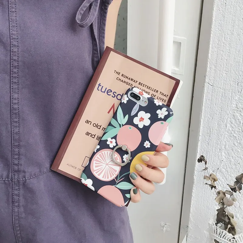 Апельсин крепление в виде кольца на палец чехол для телефона iphone 6 S 7 8 Plus Модный