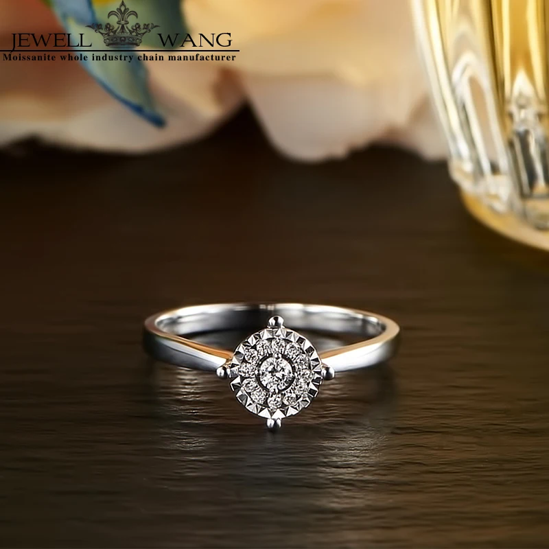 Кольцо из белого золота 18 К с бриллиантами и эффектом 1 карат|ring 18k|ring forrings for women |