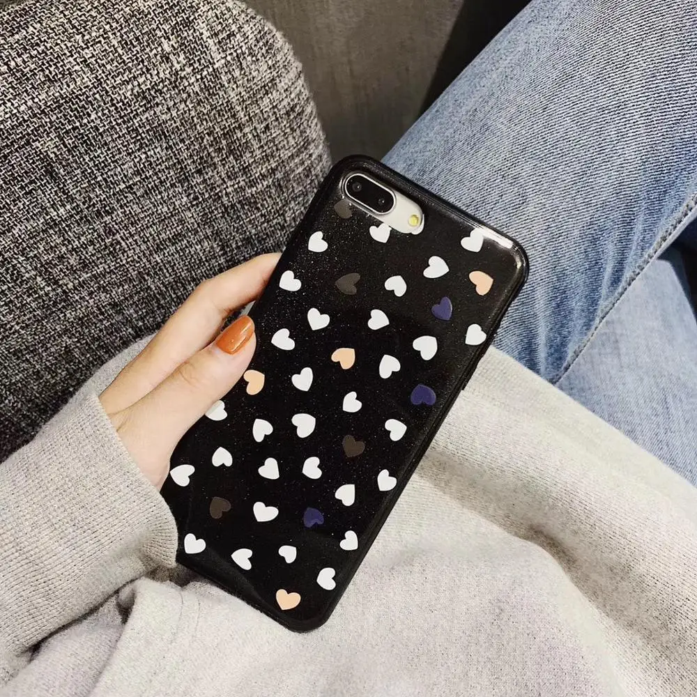 Милая задняя крышка с принтом сердца для iPhone X XR XS MAX 8 7 6 S Plus Мягкий чехол телефона