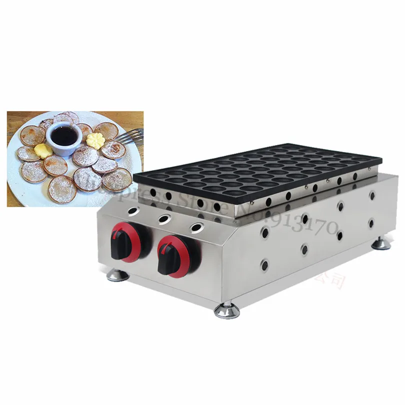 

50 Holes Gas Dutch Poffertjes Grill Stainless Steel Mini Pancakes Machine Waffle Baker Nonstick Cooking Surface