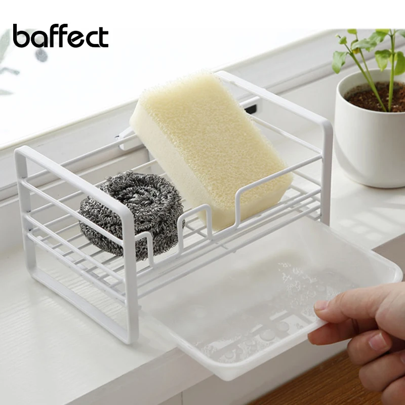 Baffect, кухонный органайзер, держатель для губки, кухонная раковина, аккуратный органайзер для раковины, металлический Слив для раковины с подносом