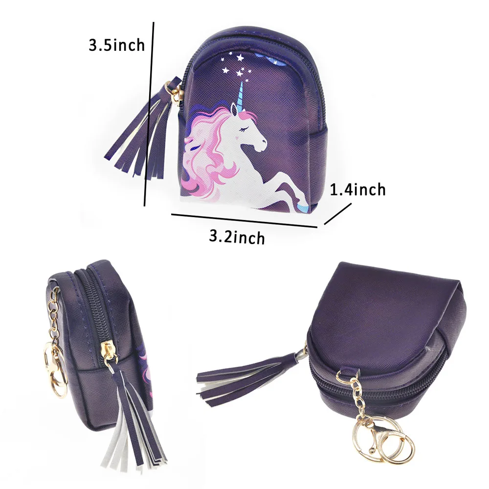 Fashion Women Girls Unicorn Mini Wallet Card Key Holder Zip Coin Purse Clutch Bags Jewelry Keys Pouch For Woman Cute | Багаж и сумки