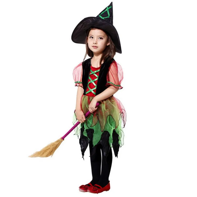 Детский маскарадный костюм ведьмы с шапкой для девочек|Костюмы девочек| |
