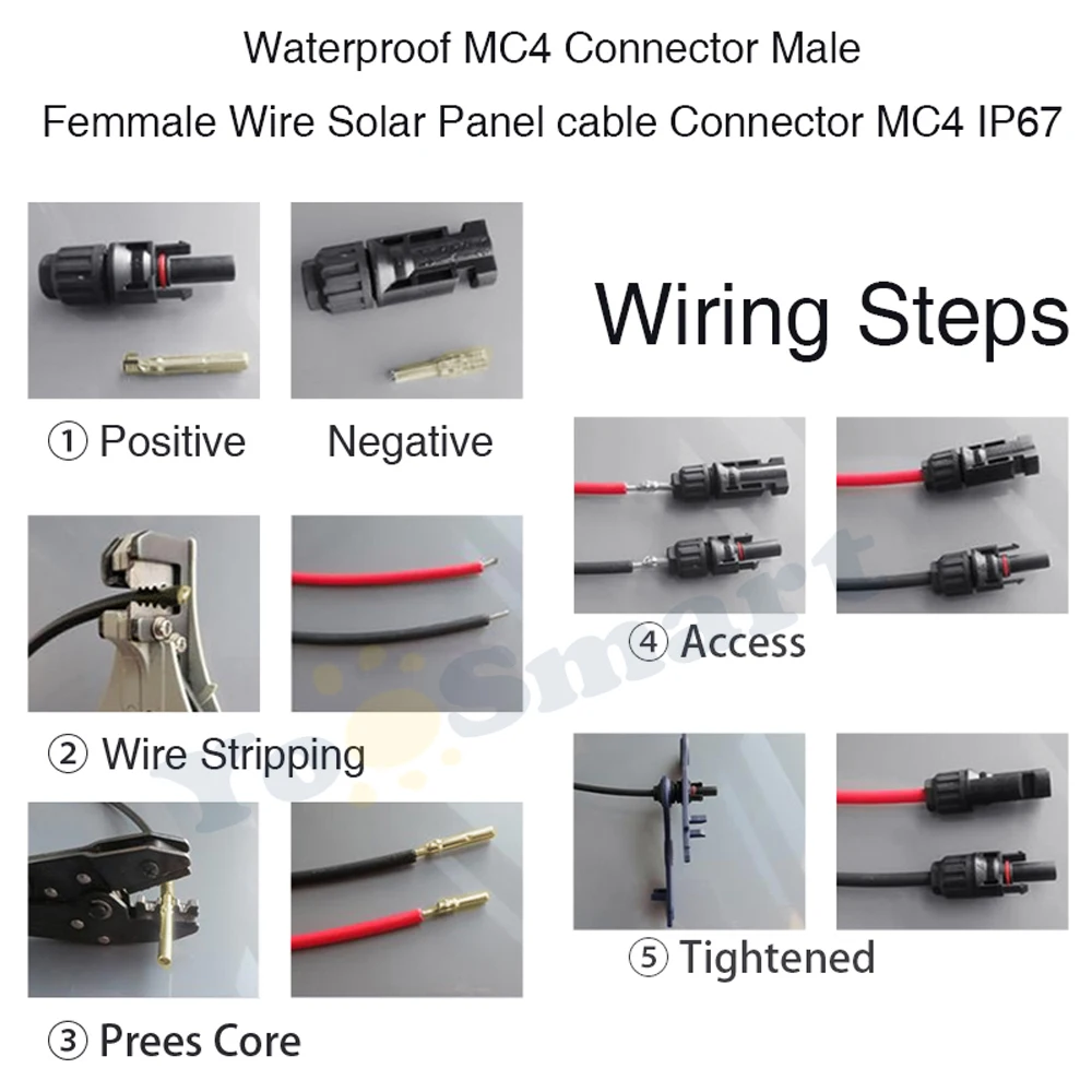 PowMr 1 пара MC4 разъем Солнечные Разъемы панели солнечные мужской и женский MC4 разъем для солнечной системы кабель 2.5mm2 4mm2 6mm2