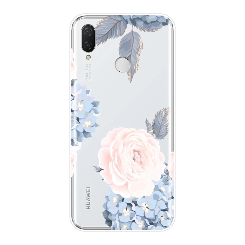 Чехол для Huawei Nova Smart Lite 2017 силиконовый мягкий розовый чехол с розовыми цветами 2i 2