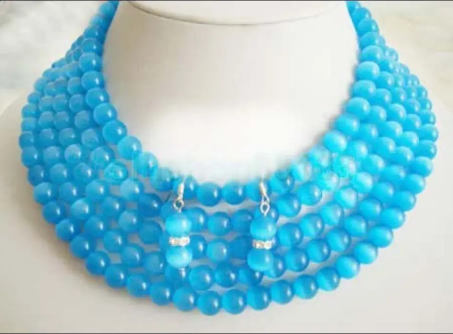 Лидер продаж новый стиль ожерелье из голубого опала серьги/кольцо