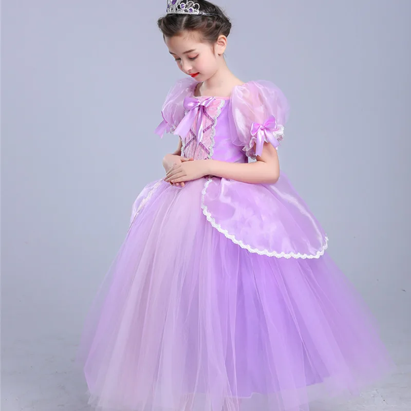 2018 Girl Princess Dress Purple Rapunzel Cosplay Costume Birthday Party Clothes Children Long Gown Halloween Xmas Gift | Детская одежда