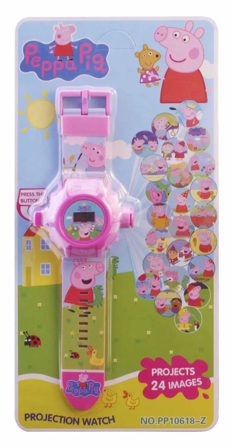 Peggy Pig Дисней Принцесса Детский мультфильм 3D 24 фигурные проекционные часы студенческие развивающие игрушки часы мальчик девочка подарок Холодное сердце Эльза часы - Цвет: Peggy Pig