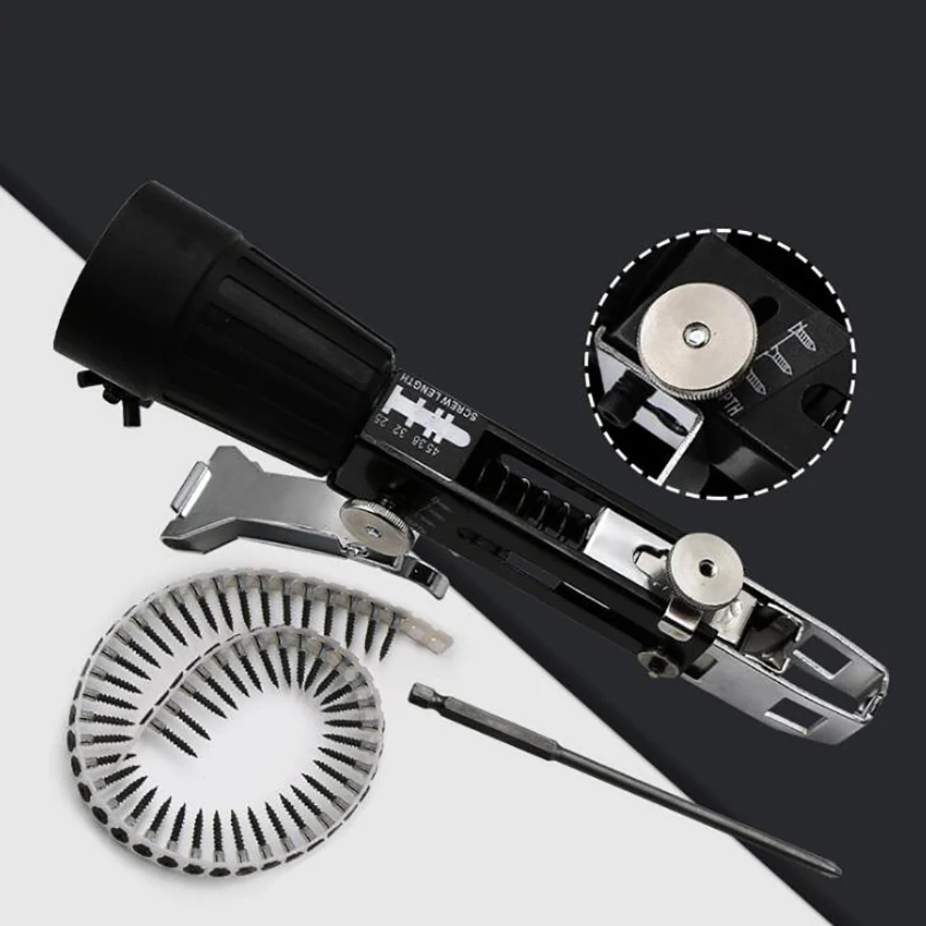 Automatic Chain Nail Gun Adapter Screw Gun with Phillips Bit for Electric Drill Woodworking Tool Cordless Power Drill Attachment