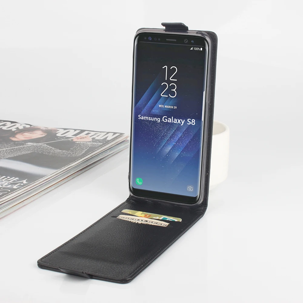 HongBaiwei Чехлы для Samsung Galaxy S8 Чехол Флип Кожа личи зерна ретро роскошный Слот карт