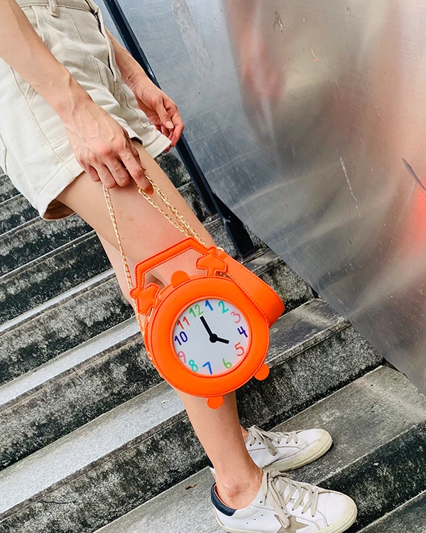 Сумка тоут из ПУ кожи для молодых девушек Модный саквояж на плечо с будильником и