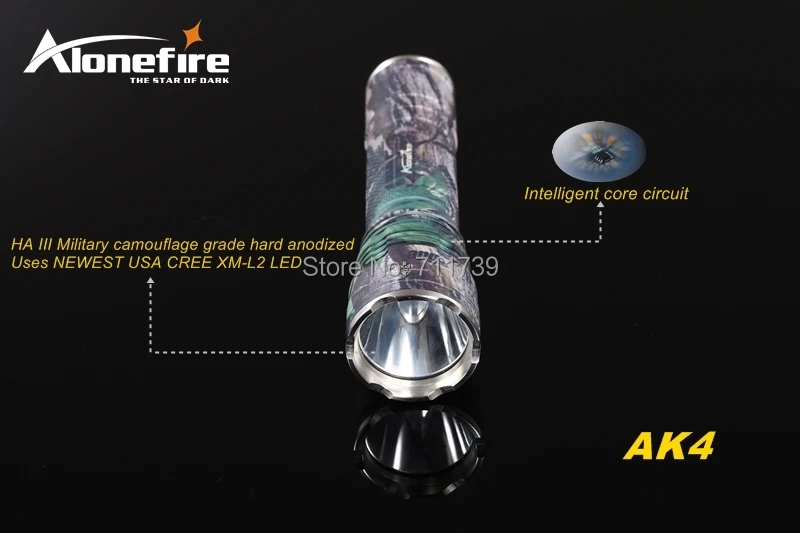 AloneFire AK4 CREE XM L2 LED 5 режимов HA III военный Камуфляжный твердый анодированный легкий