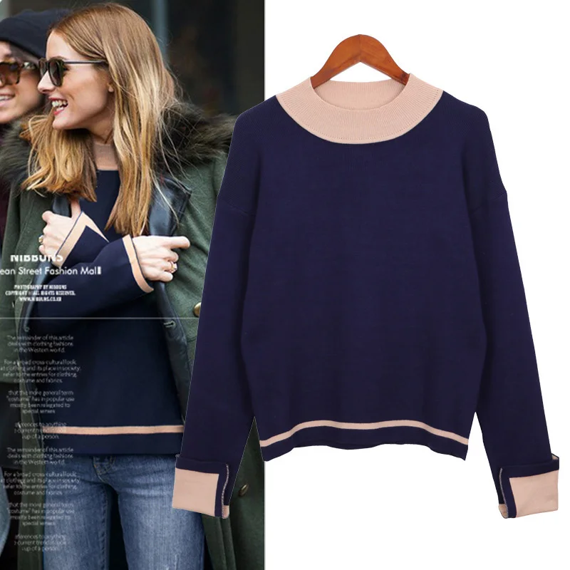 Merched лоскутное свободные пуловеры свитер Повседневная Женская Краткая