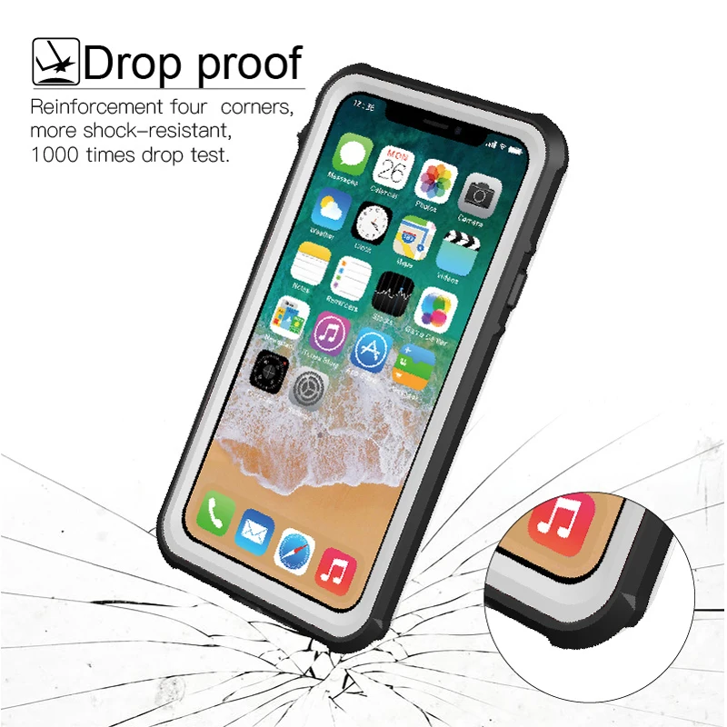 JKING for iphone X Waterproof Case Swimming Diving Surfing Watertight Cover Apple Full Protect Phone Bag Functional Keys |