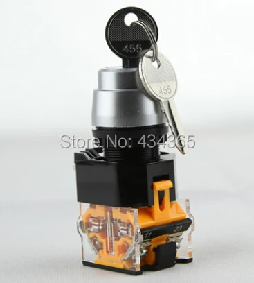 Поворотный кнопочный выключатель 10 шт. выбор замка зажигания 2 положения 380VAC 10A