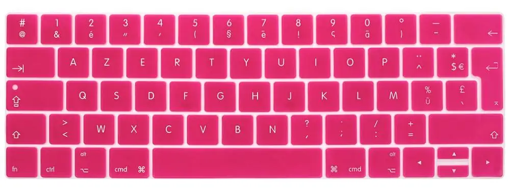 Rose red French layout EU Keyboard Cover For macbook touchbar 13"15"A1990 A1989 A1707 A1706 AZERT Laptop Keyboard Protective Film - Цвет: Rose red
