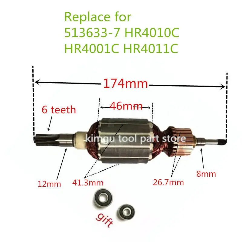AC220-240V ротора якорная арматура Замена для MAKITA 513633-7 HR4010C HR4001C HR4011C ротора