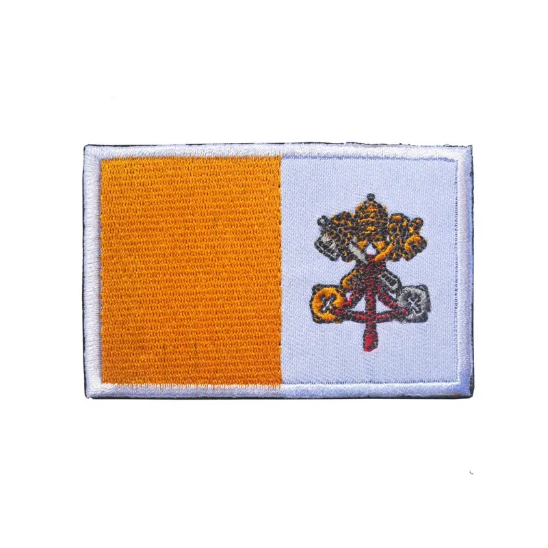 Vatican Flag Нашивки с вышитым флагом в европейском стиле для Беларуси, Европы, Испании, Италии, Германии, Великобритании, Франции, Польши, Нидерландов, России - Цвет: Vatican Flag
