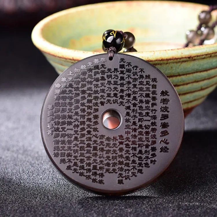 Drop Shipping Men Necklace Pendant Natural Ice Black Obsidian Prajna Paramita Camel Heart Gift For Fashion Jewelry | Украшения и