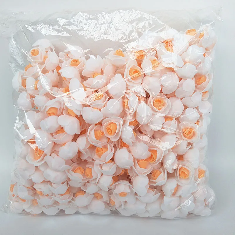 orange Роза Медведь Цветок голова 3,5 см 500 шт./пакет Искусственные Свадебные цветы цветок Пена розы головы - Цвет: orange