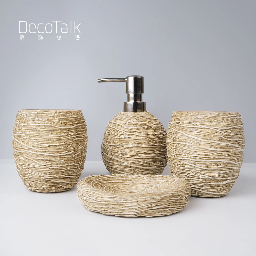 DecoTalk смоляное птичье гнездо для ванной комнаты набор из 4 предметов деревенский