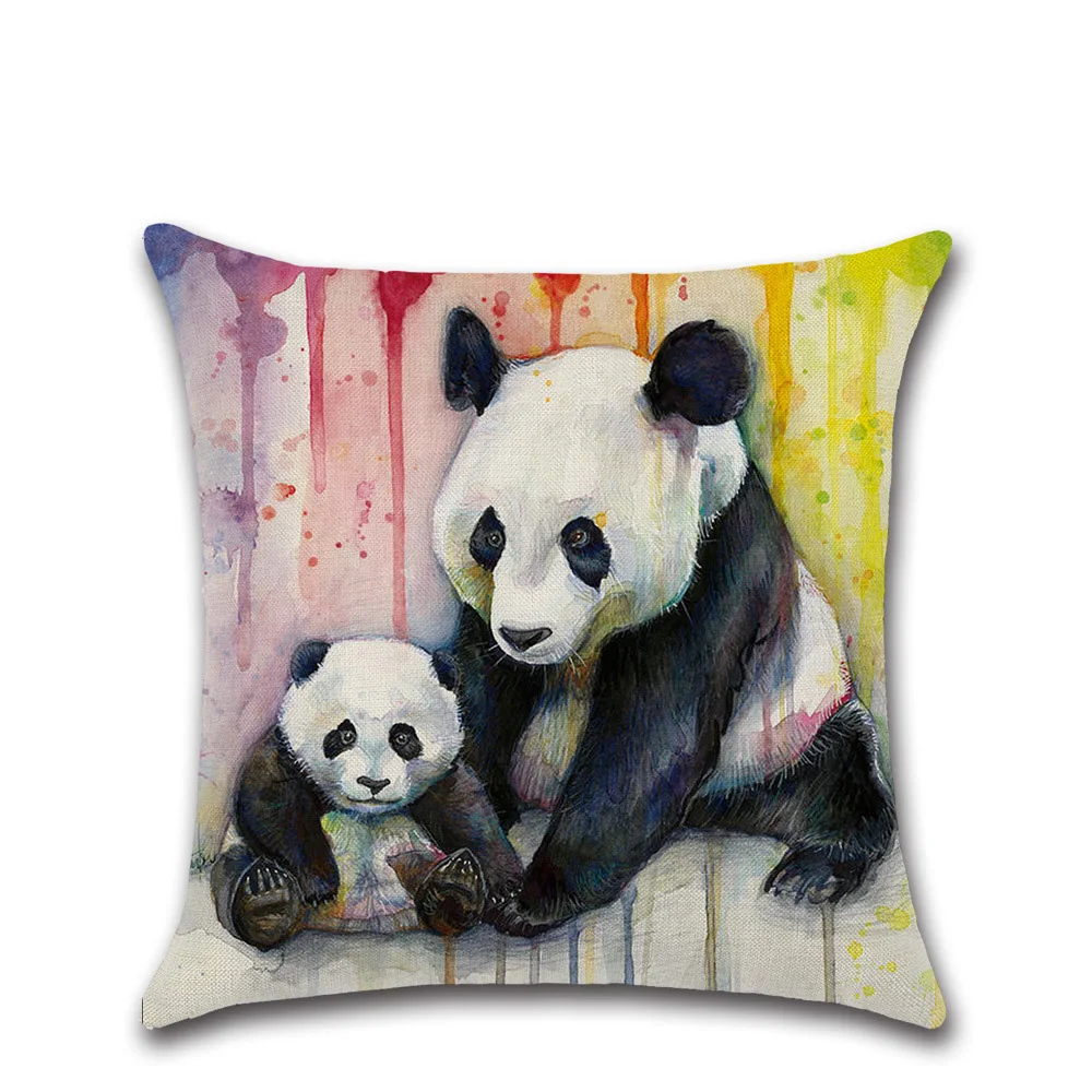 Pillow Cases Cartoon Cat Panda Wolf Rainbow Linen Cotton Pillowcase Cover Bedroom Throw Covers Sofa Cushion | Мать и ребенок