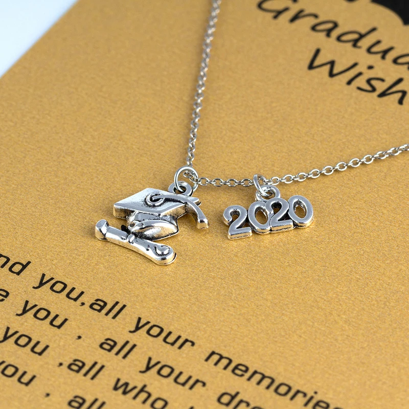 Wish Card 2019/2020 Выпускной благословение Серебристый кулон цепочки и ожерелья для