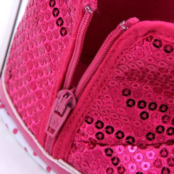 Модные высокие ботинки с блестками для маленьких девочек нескользящая обувь на