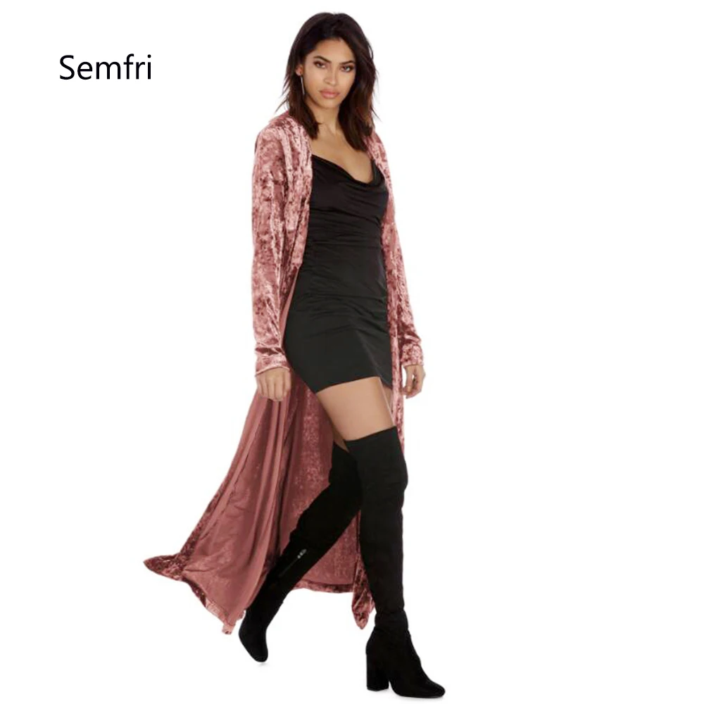 Semfri, длинный кардиган, куртка, зима, осень, для женщин, модное, свободное, открытая стежка, пальто, одноцветная, уличная,, модная куртка, корейский стиль