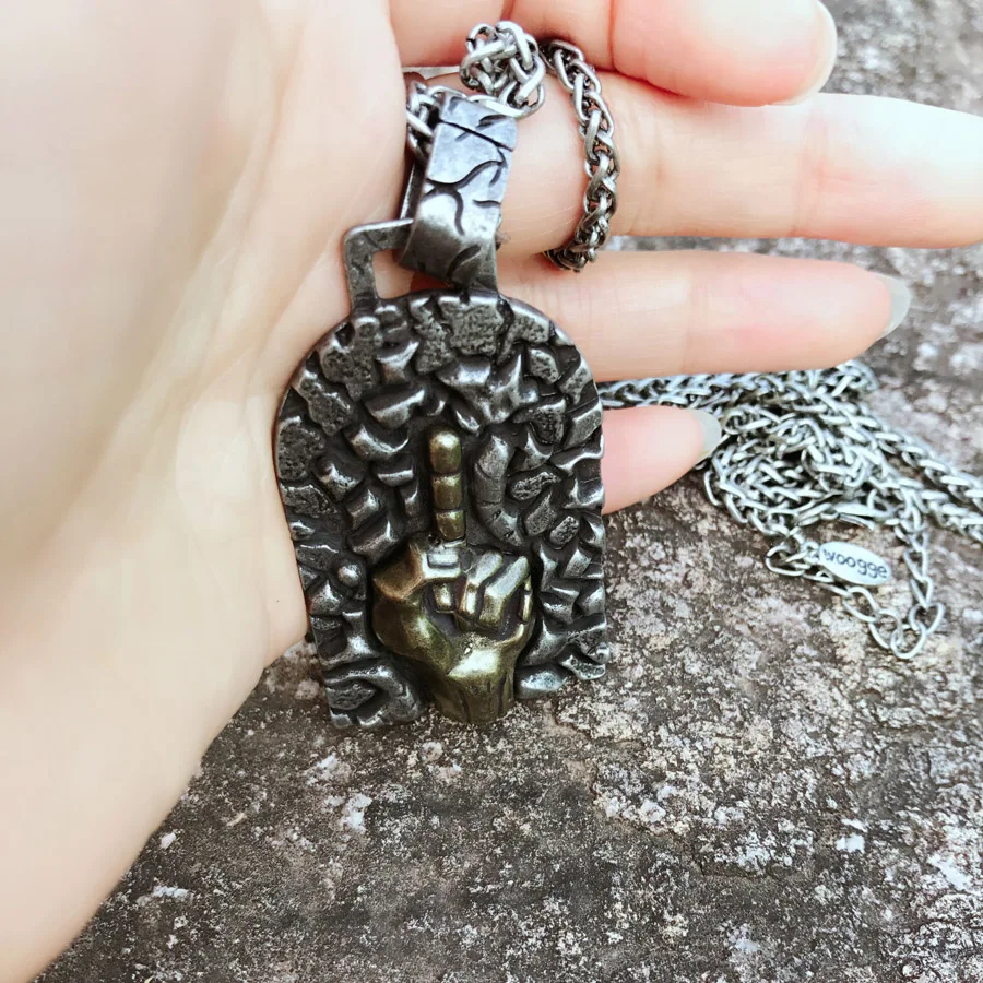 Collares Largos De Moda 2018 модная Ювелирная цепочка трещины средний палец камень ожерелье