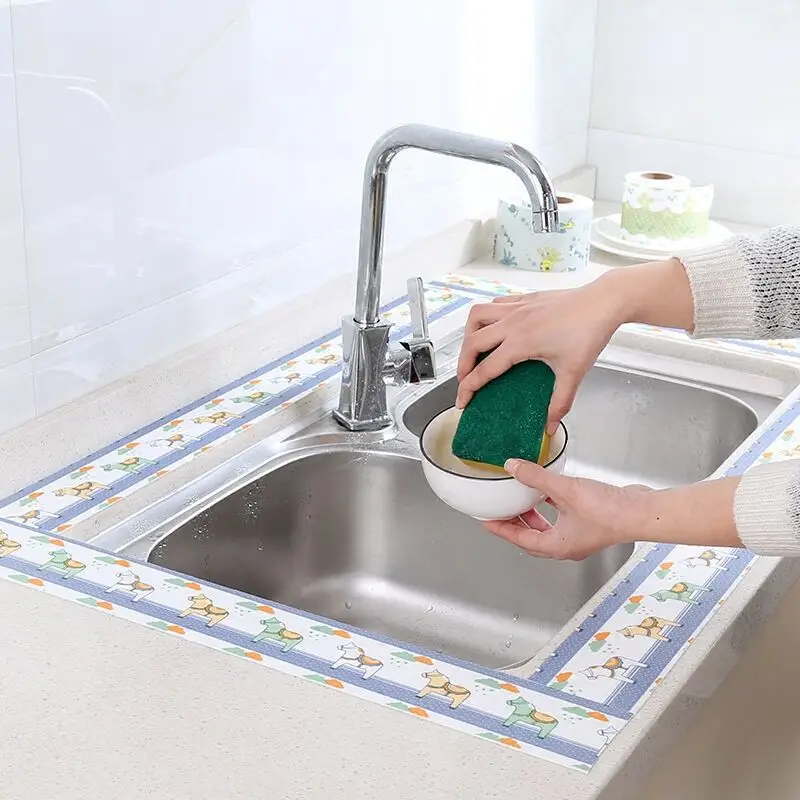 Waterprood PVC Bath Wall Sealing Strip Self Adhesive Tape Kitchen Sink Basin Edge Four Colors Optional 2.8M Cute |