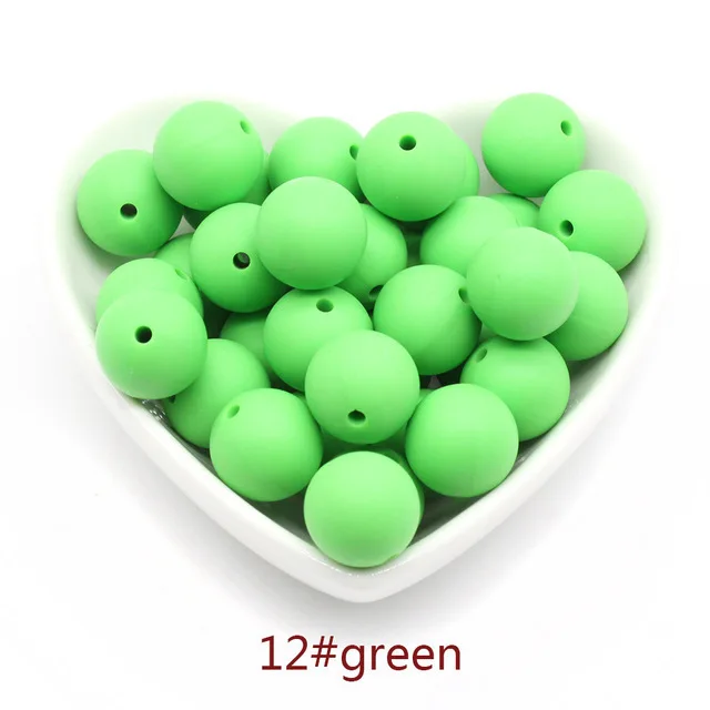 15mm 30pcs Набор из 30 шт. 15 мм круглых силиконовых бусин пищевой BPA бесплатно отлично подходит для слингобусы Colar Mordedor Dentition Chew - Цвет: 15mm 30pcs